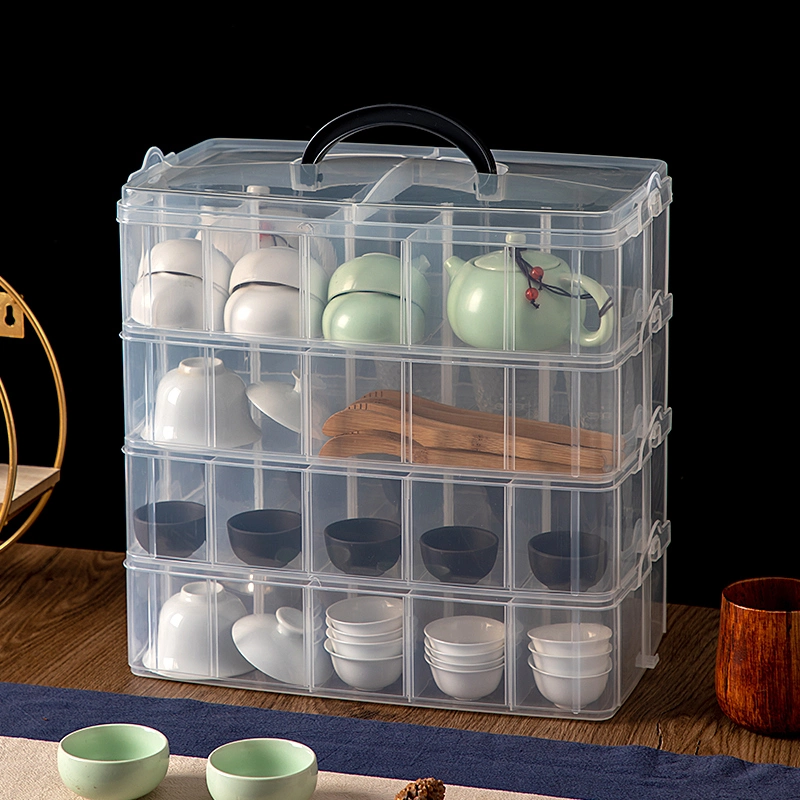 7203 High Quality Transparent Compartmentalized Cup Plastic Storage Box