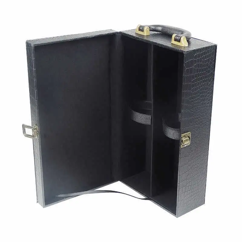 Customize Packaging Luxury PU Leather Gift 1 2 PCS Glass Wine Box