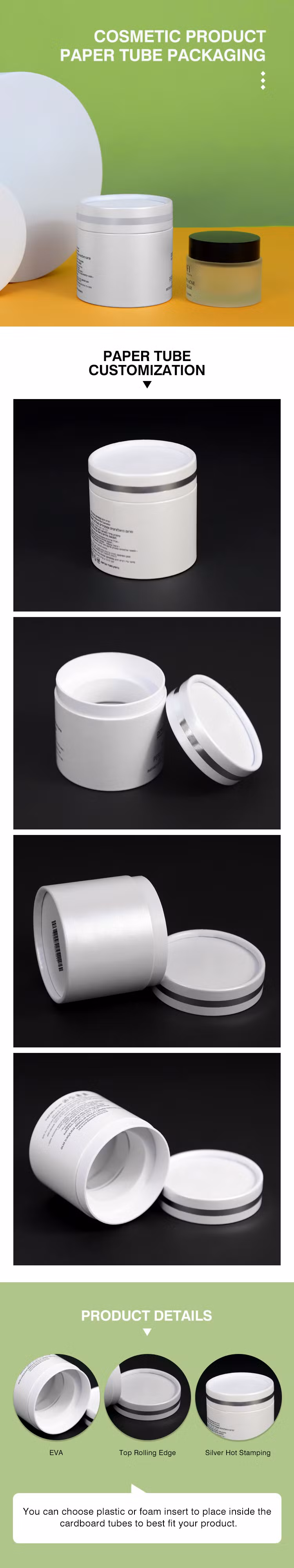 Firstsail Wholesale Craft White Box Push up Round Cardboard Paper Tube Packaging for Incense Stick Diffuser Reed Pencil Food Spaghetti