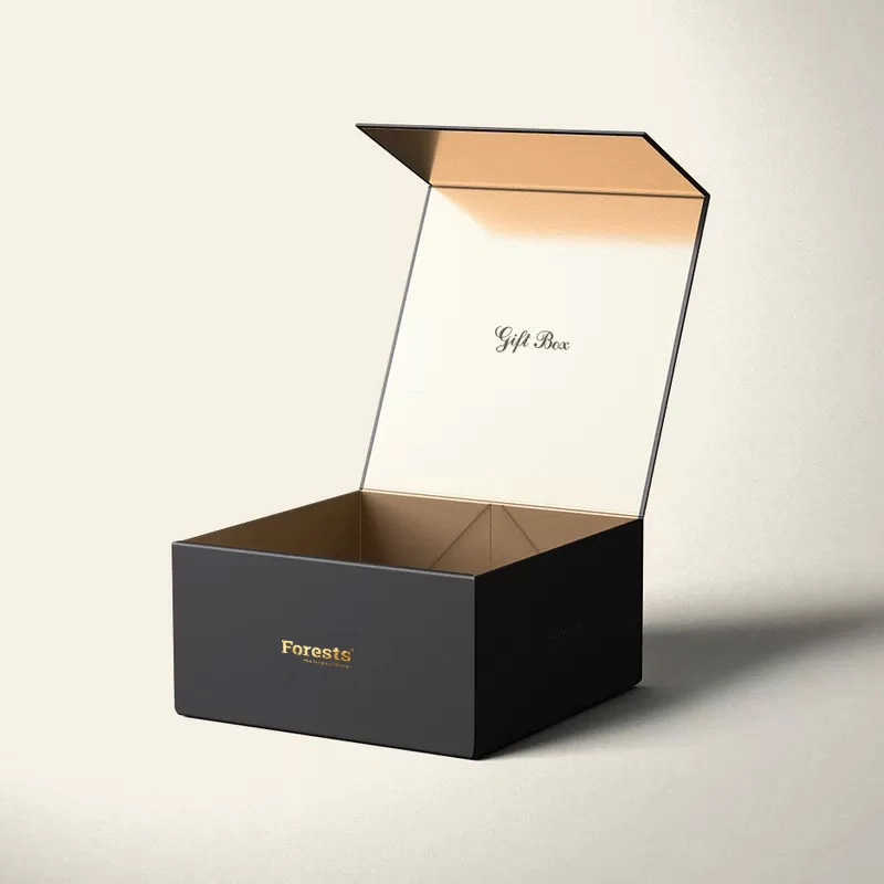 Low MOQ Luxury Magnetic Lid Closure Black Folding Collapsible Gift Box