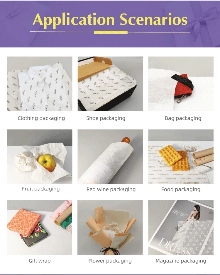17g/25g Wholesale Waterproof Recycled Custom Logo Black Packaging Wrapping Tissue Paper Shoes Clothing Gift Packing Tissue Paper