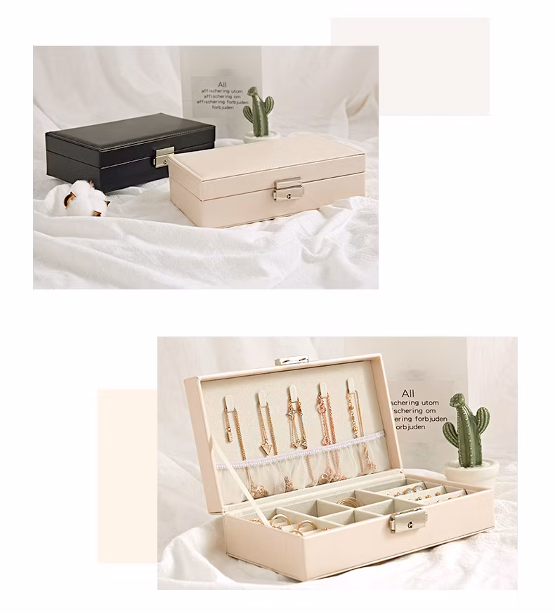 Custom Logo Personalized PU Velvet Jewelry Collection Box for Girls with Lock