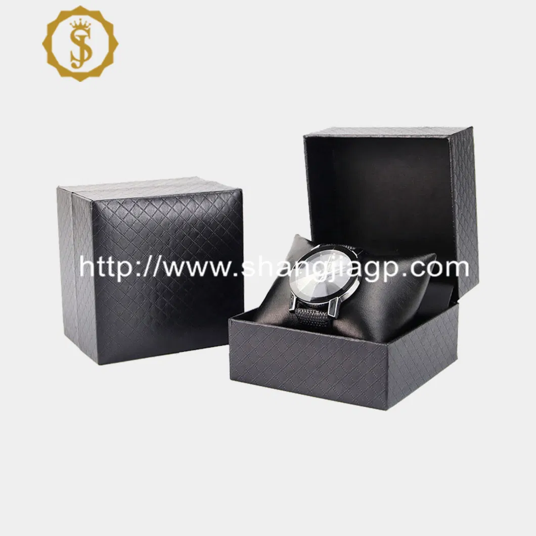 Personalized Luxury Watches Collection Organizer Case Black PU Lining Genuine Leather Mens Watch Packaging Box