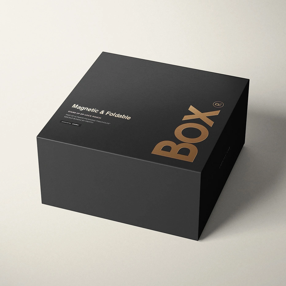 Low MOQ Luxury Magnetic Lid Closure Black Folding Collapsible Gift Box
