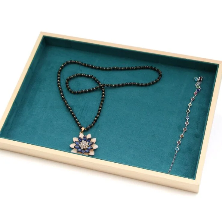 Wholesale New Green Velvet Necklace Rings Box Bracelet Pendant Jewelry Earring Storage Jewellery Display Tray