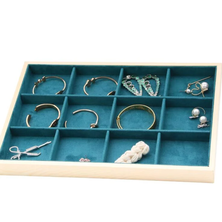 Wholesale New Green Velvet Necklace Rings Box Bracelet Pendant Jewelry Earring Storage Jewellery Display Tray