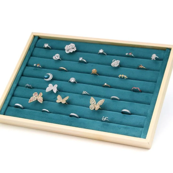 Wholesale New Green Velvet Necklace Rings Box Bracelet Pendant Jewelry Earring Storage Jewellery Display Tray
