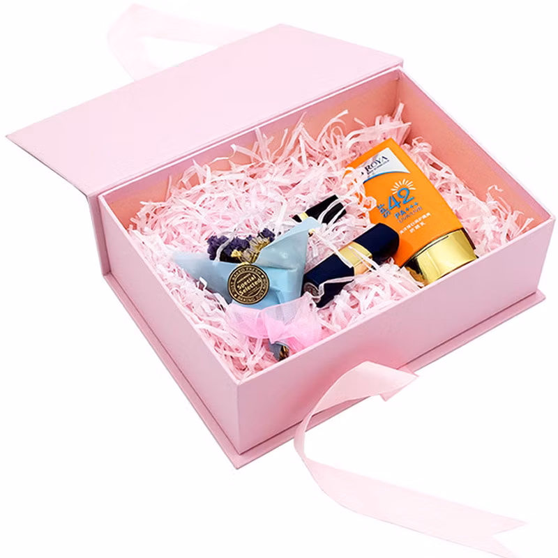 Book Style Paper Gift Box with Ribbon Closure, China Wholesale Custom Logo Printed Paper Packaging Carton Box