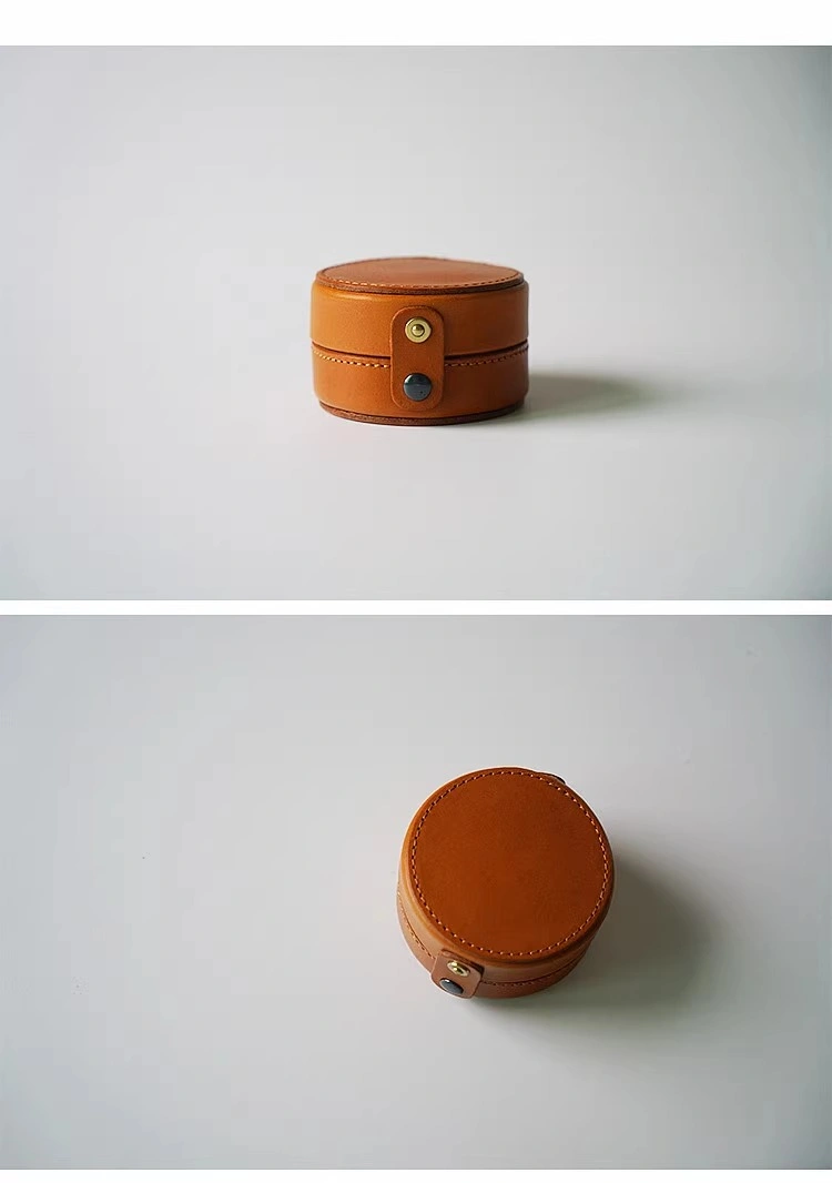 Personalized Custom Leather Cylinder Box Tech Accessories Bag Jewellery Organizer Leather Travel Storage Case Jewelry Box