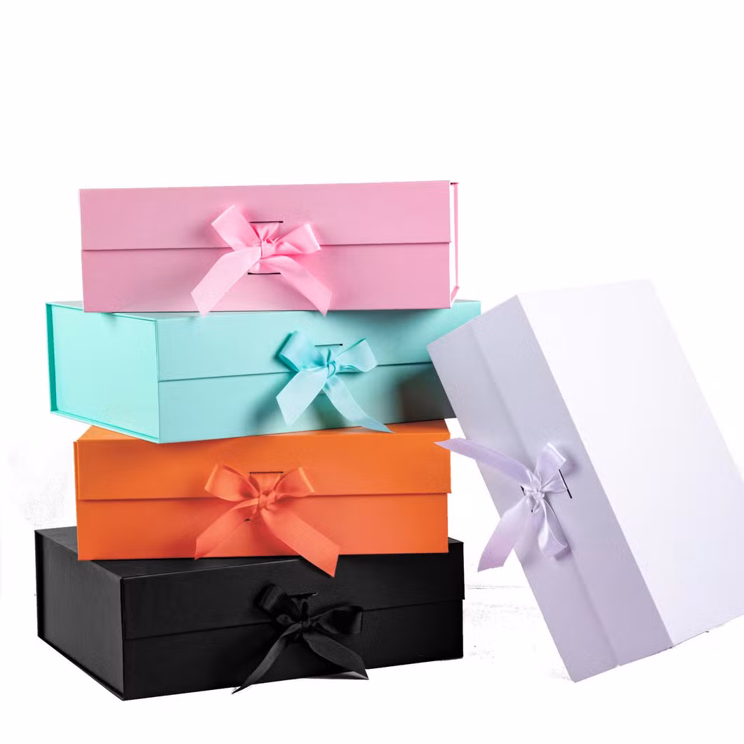 Custom Logo Folding Collapsible Flap Lid Cardboard Black Luxury Gift Packaging Storage Magnetic Paper Shoe Boxes with Lid for Small Business