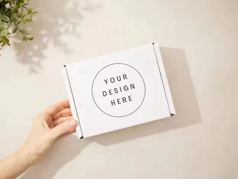 Small Business Custom Logo Print Handmade Recycled Cardboard Paper White Kraft Brown Postage Postal Mailer Gift Box Packaging