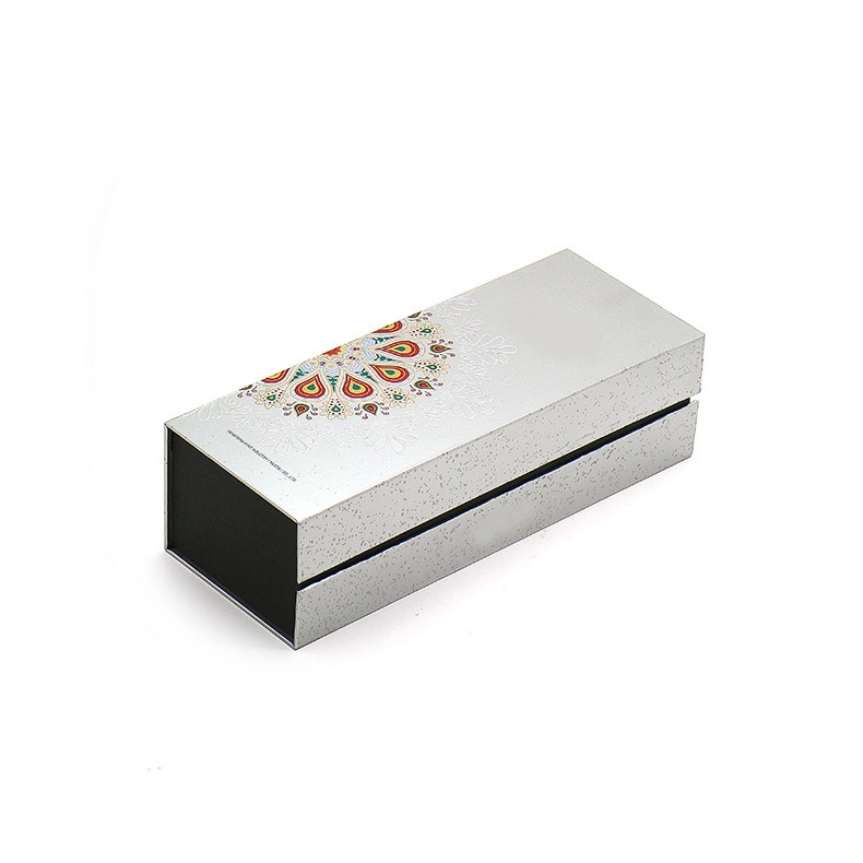 Custom Logo Printed Elegant Gift Paper Box Cardboard Rigid Silver Wine Set Bottle Packaging Box with Tray