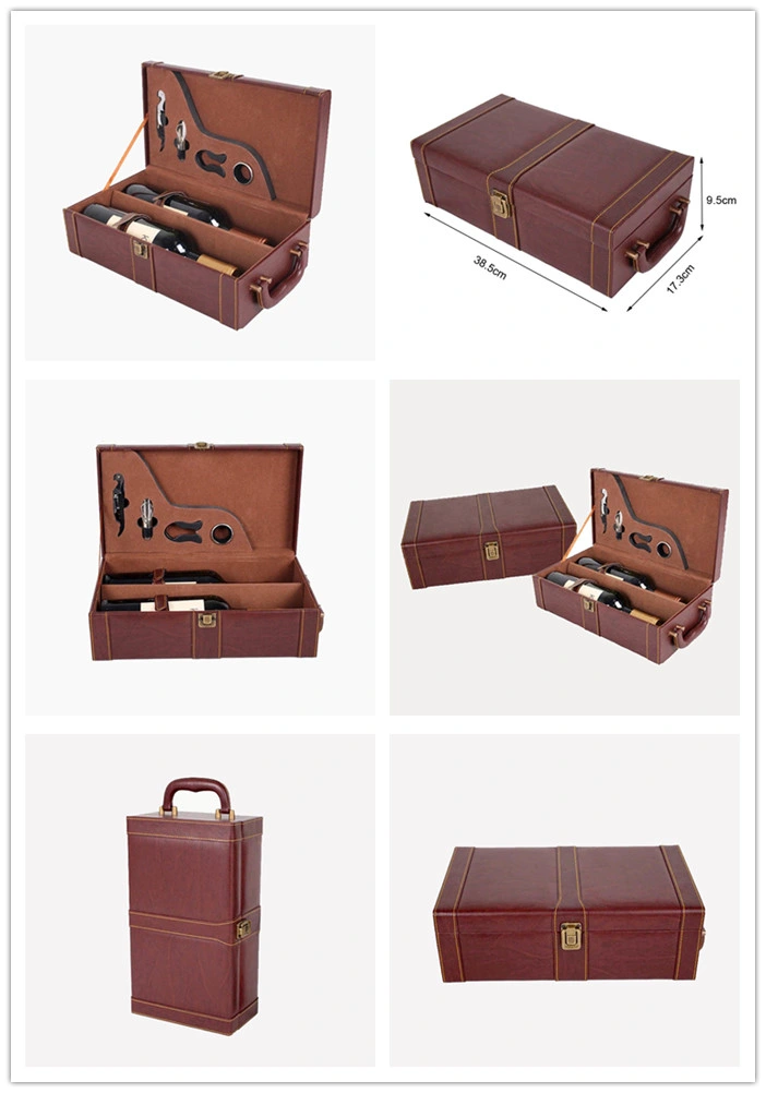 Best Selling PU Leather 2 Bottles of Wine Wine Box