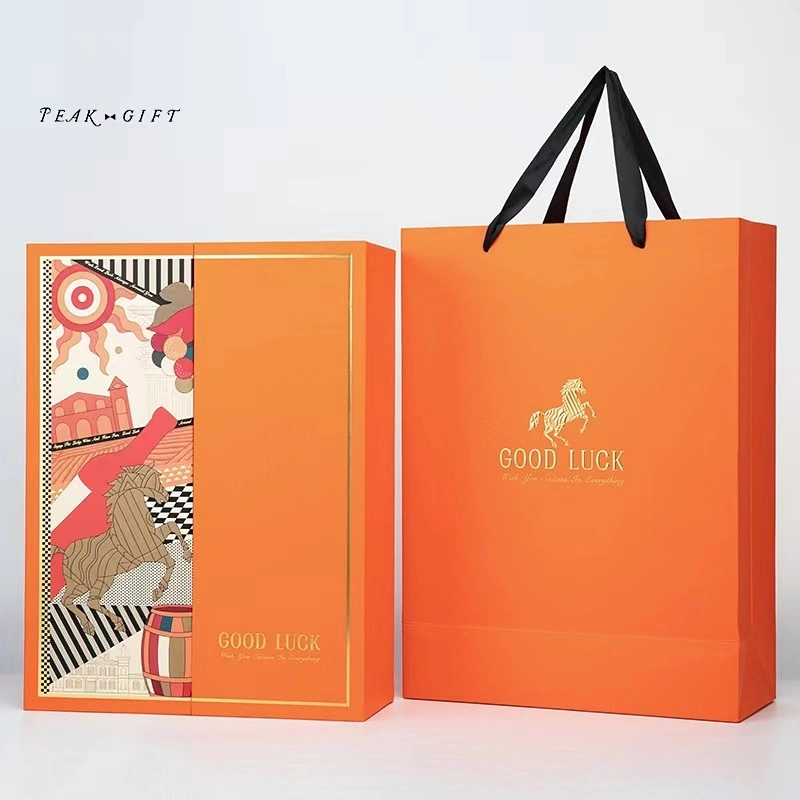 Customized Packaging Box with Your Own Logo Red White Wine Gift Carrier Box for 2 Pack