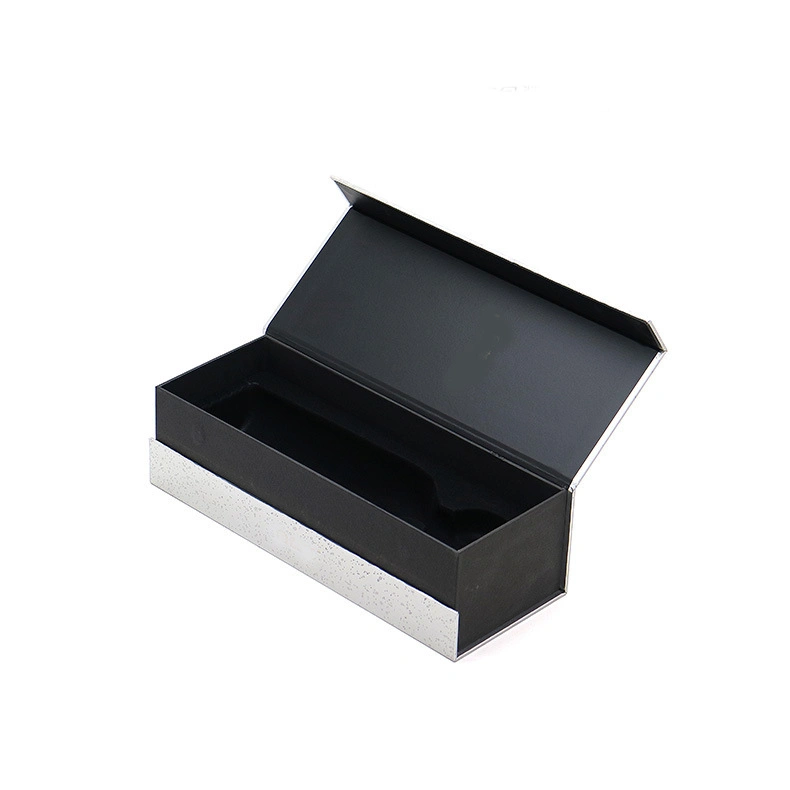 Custom Logo Printed Elegant Gift Paper Box Cardboard Rigid Silver Wine Set Bottle Packaging Box with Tray