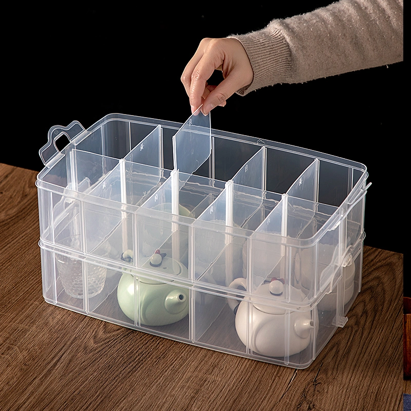 7203 High Quality Transparent Compartmentalized Cup Plastic Storage Box