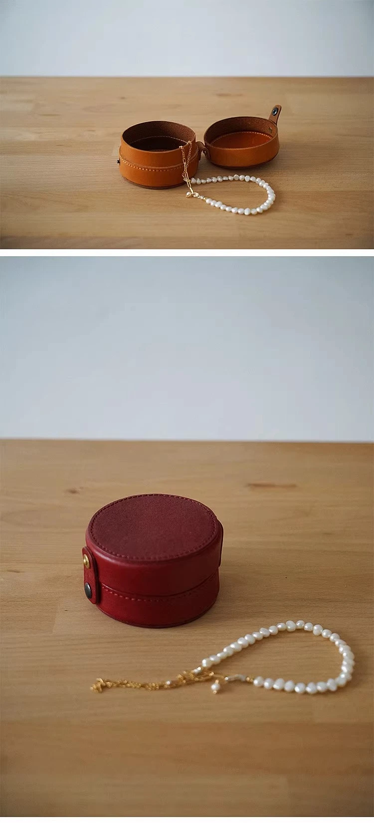 Personalized Custom Leather Cylinder Box Tech Accessories Bag Jewellery Organizer Leather Travel Storage Case Jewelry Box
