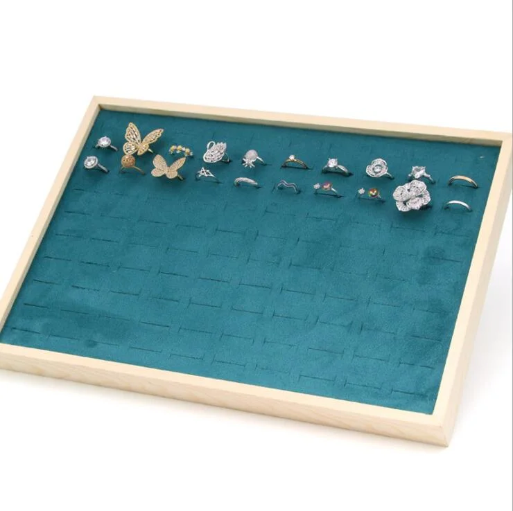 Wholesale New Green Velvet Necklace Rings Box Bracelet Pendant Jewelry Earring Storage Jewellery Display Tray