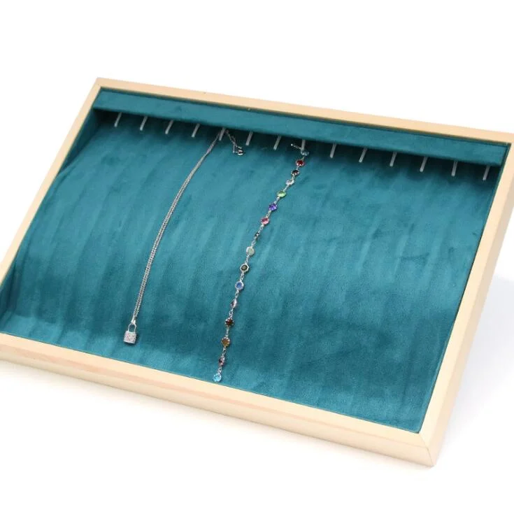Wholesale New Green Velvet Necklace Rings Box Bracelet Pendant Jewelry Earring Storage Jewellery Display Tray