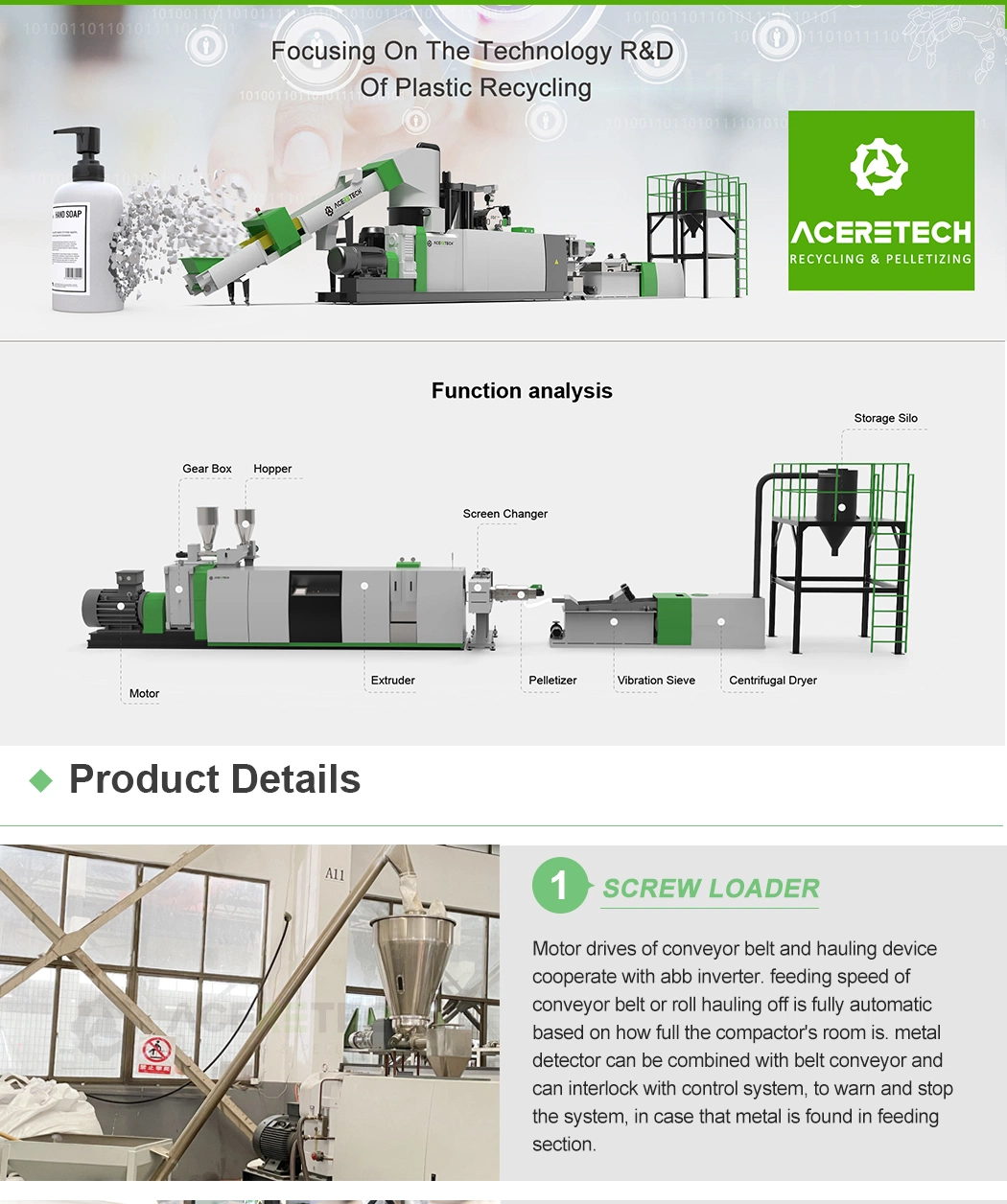 Ate Series Filling Master Batch Pellet Machinery for Plastic Crushed Material Recycling