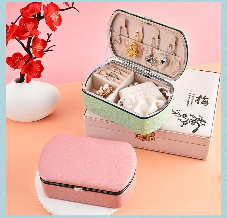 High Quality Small Elegant Leather Jewelry Box PU Custom Travel Watch Ring Storage Personalized Wholesale for Jewelry Boxes