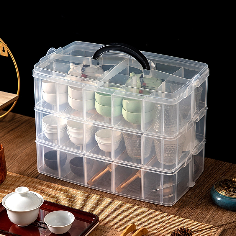 7203 High Quality Transparent Compartmentalized Cup Plastic Storage Box