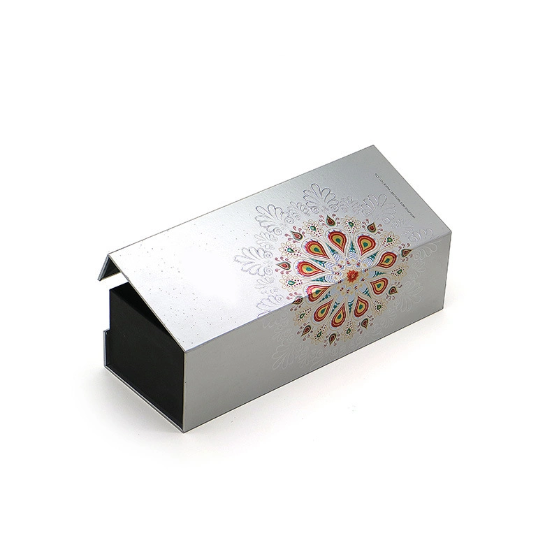 Custom Logo Printed Elegant Gift Paper Box Cardboard Rigid Silver Wine Set Bottle Packaging Box with Tray