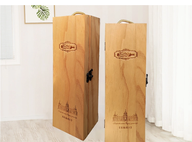 Customizable Red Wine Box, Handheld Wooden Commercial Gift Wine Box