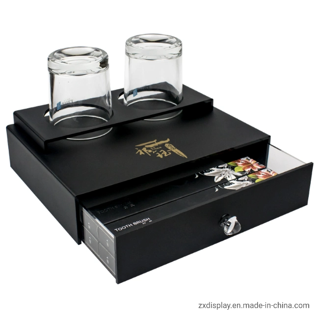 Hotel Shower Room Acrylic Toothbrush Storage Box with Cup Holder