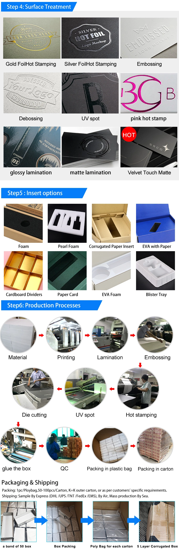 Wholesale Luxury Printing Logo White Black Brown Kraft Paper Box Packaging for Cosmetic