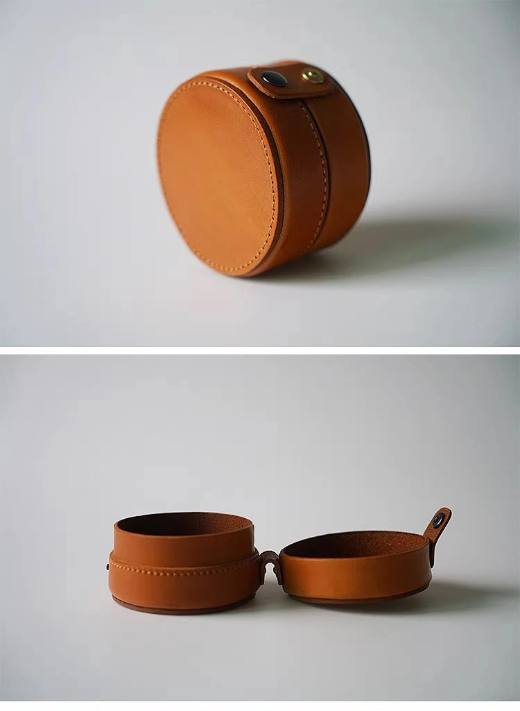 Personalized Custom Leather Cylinder Box Tech Accessories Bag Jewellery Organizer Leather Travel Storage Case Jewelry Box
