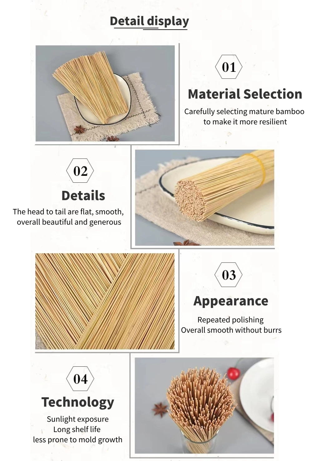 Factory Wholesale Price Bulk Packaging Bamboo Sticks Used for Incense Sticks