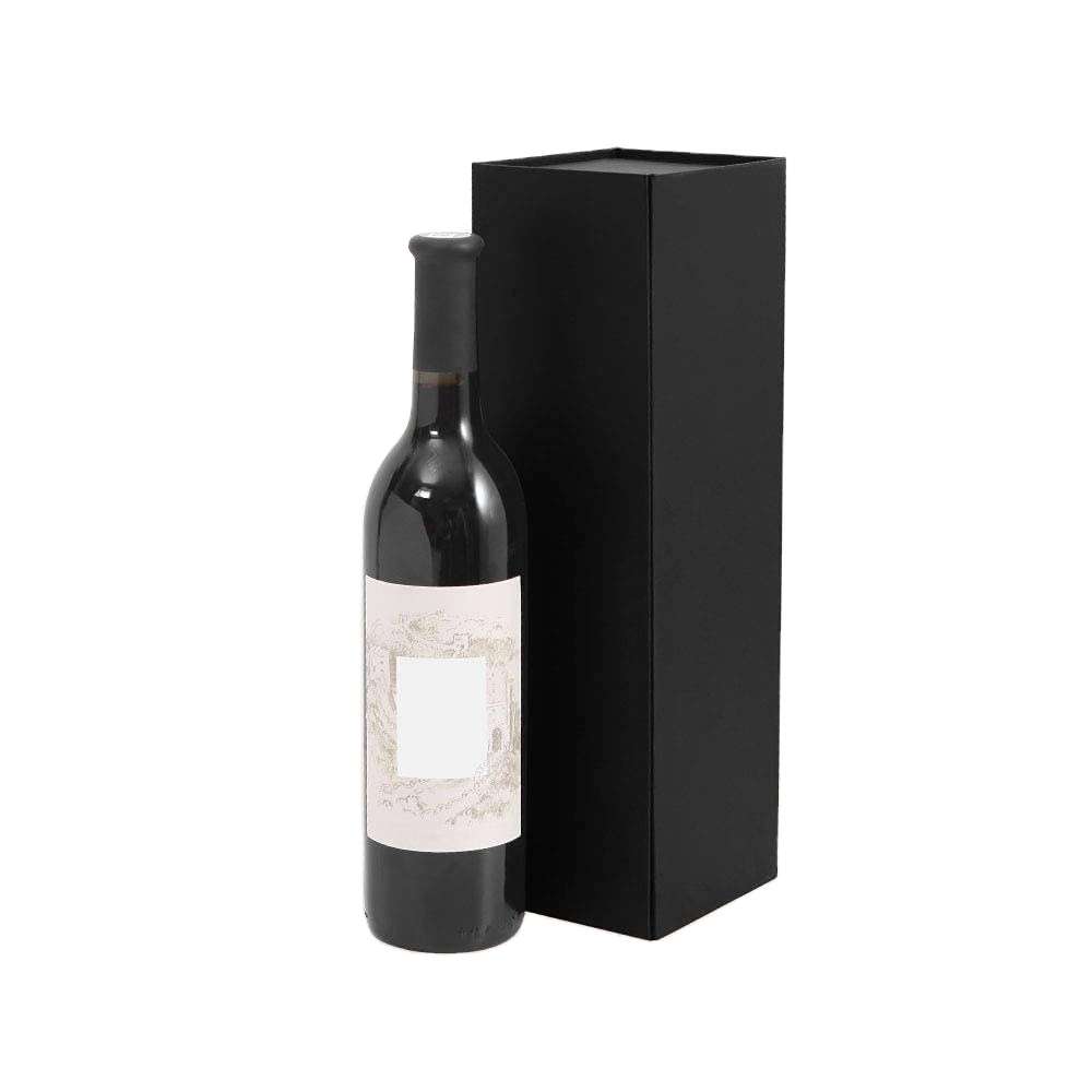 2024 Chipboard Luxury Black Matte Champagne Wine Bottle Paper Gift Box Packaging