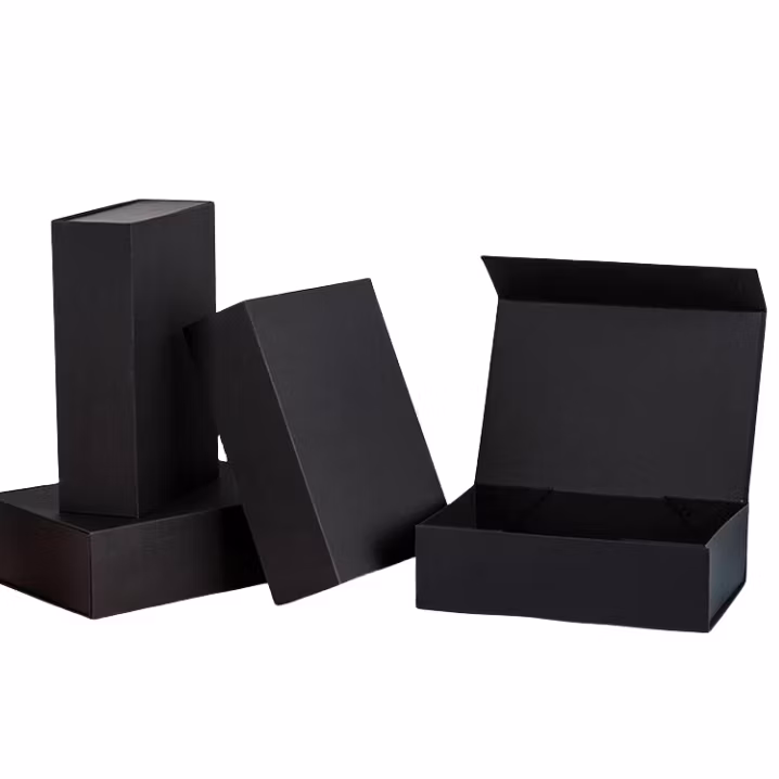 Custom Logo Folding Collapsible Flap Lid Cardboard Black Luxury Gift Packaging Storage Magnetic Paper Shoe Boxes with Lid for Small Business