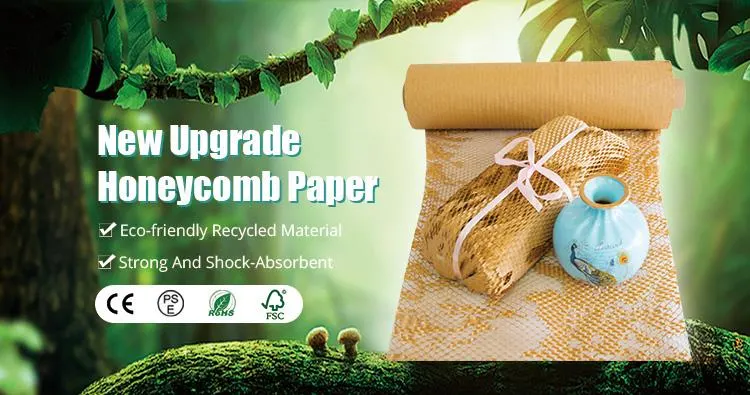 Eco Friendly Recyclable Packaging Materials 70GSM 80GSM White Black Brown Wrapping Roll Kraft Honeycomb Paper.