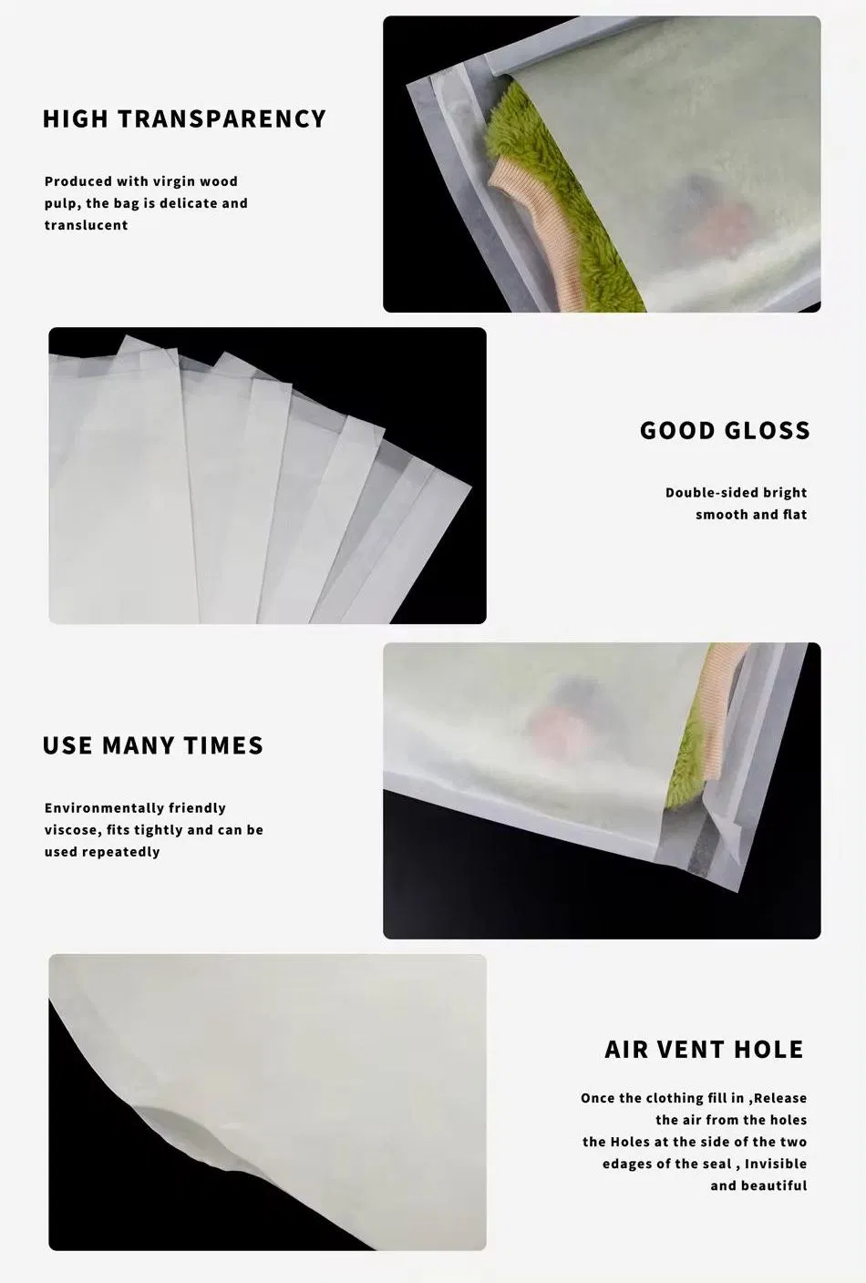Custom Biodegradable Glassine Paper Bag Compostable Glassine Paper Envelope Transparent Paper for Clothing and Shoes