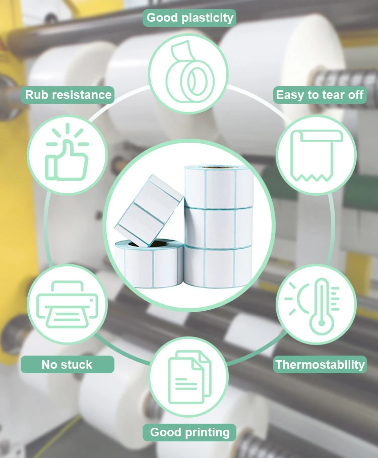 Zebra Label Paper Rolls Strong Adhesive Label Paper for Waterproof Oil Proof Scratch Proof