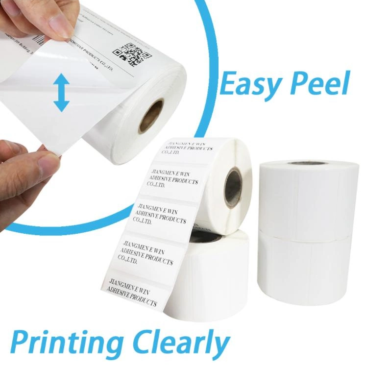 Hush 2023 New Design Free Sample Low Price High Quality 4*5inch Thermal Paper Adhesive Label Blank Labels Roll Products Raw Materia