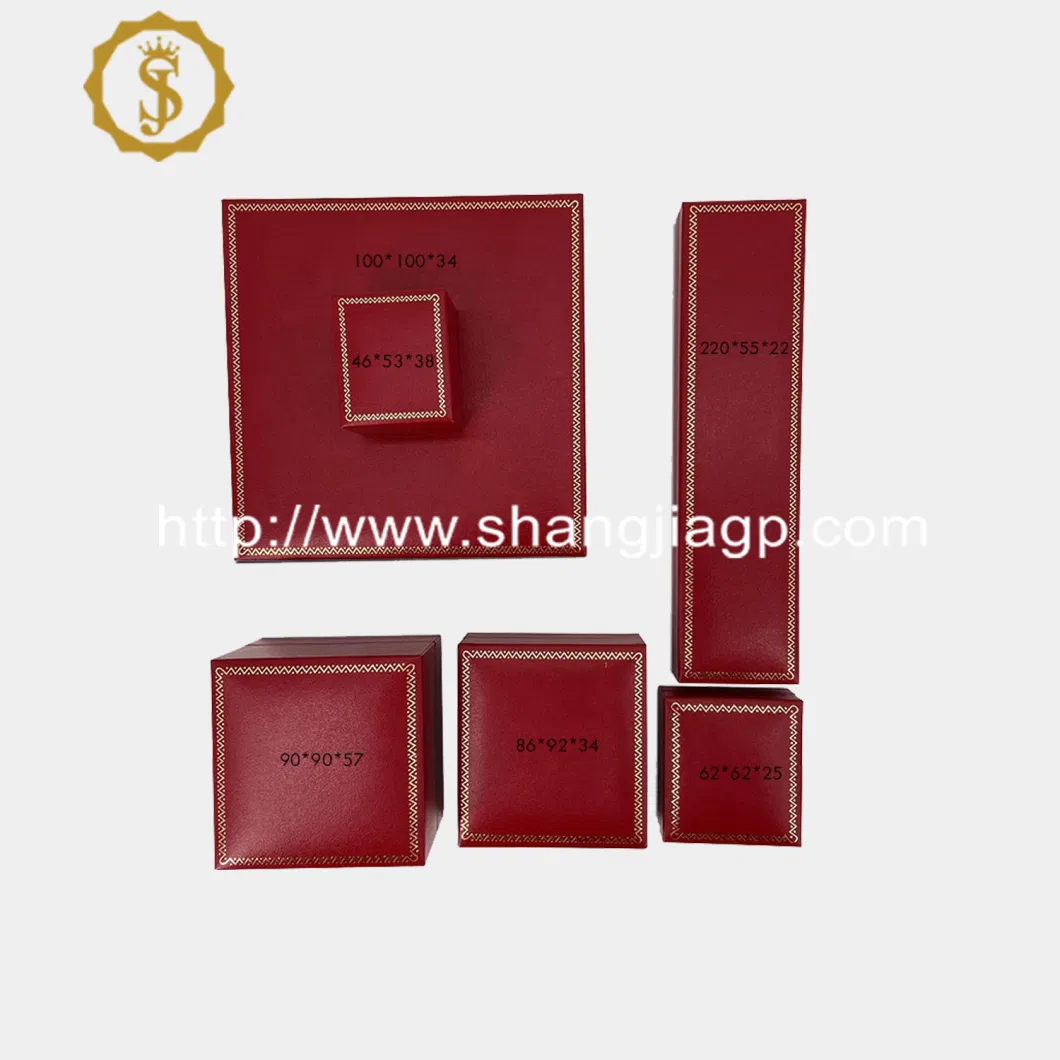 Wholesale Luxury Custom Logo PU Leather Plastic Red Long Jewelry Bracelet Set Packaging Box