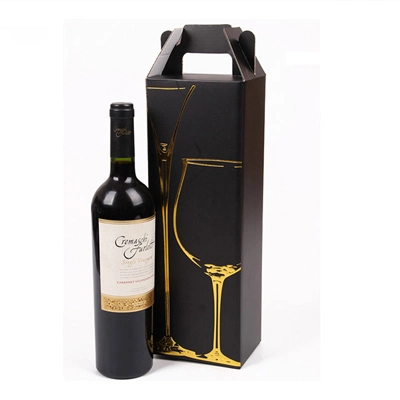 Wine Gift Box, Black Wine Bottle Boxes with Handle for Liquor and Champagne Magnetic Closure Collapsible Gift Box for Party, Wedding, Gift Wrap, Storage