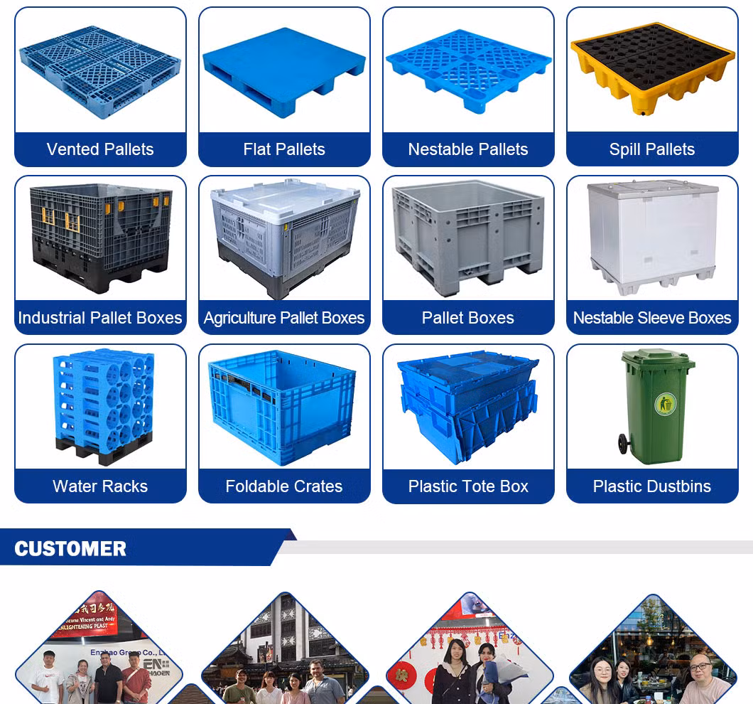 Plastic Pallet Box Manufacturer Industry HDPE Large Solid Harvest Collapsible Rigid Foldable Stackable Storage Mesh Insulated Fish Sleeve Container Box with Lid