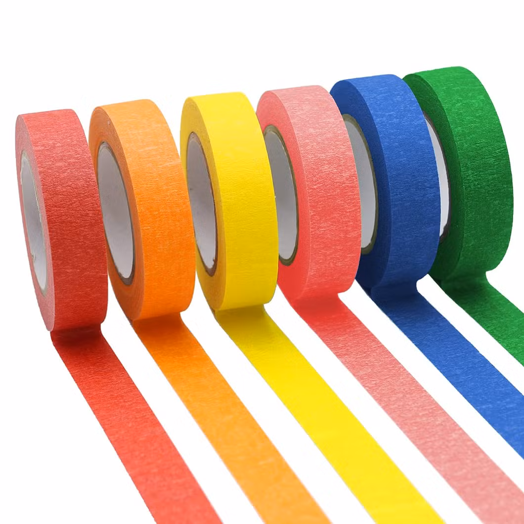 Black Blue Green White Yellow No Residue Colorful Rubber Waterproof Jumbo Roll Crepe Washi Paper Car Washi Painter Masking Tape