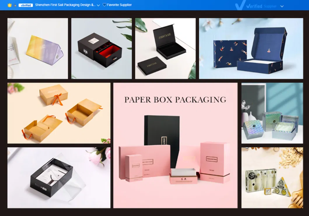 Firstsail High Quality Red Carton Foldable Gift Packaging Cosmetic T Shirt Perfume Wig Jewelry Flower Folding Wine Paper Box with Ribbon