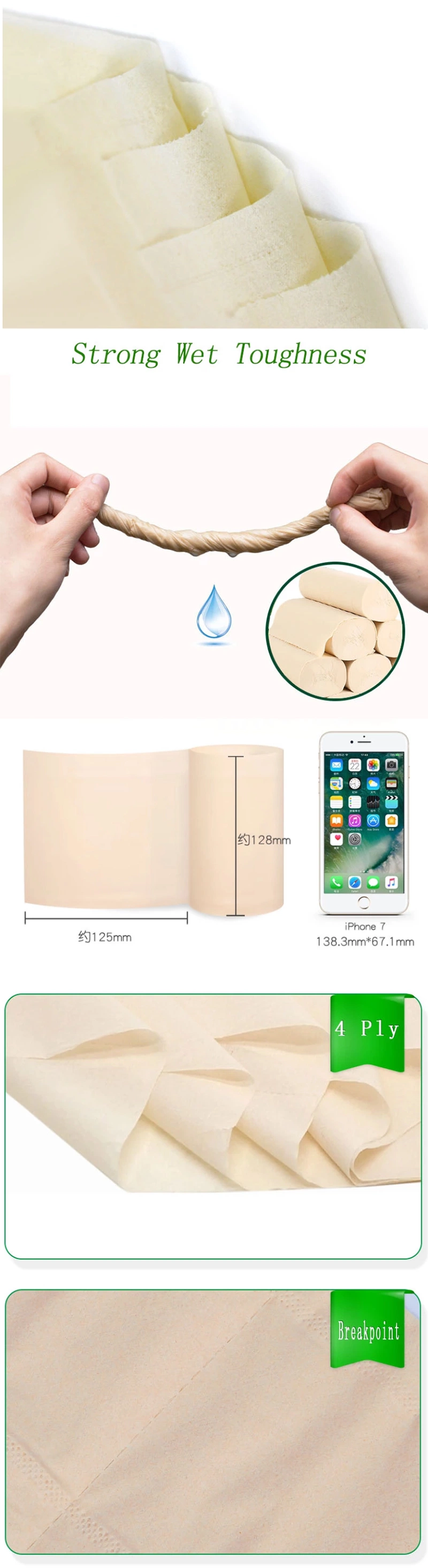 Customized Bamboo Toilet Roll Tissue Ecological Paper