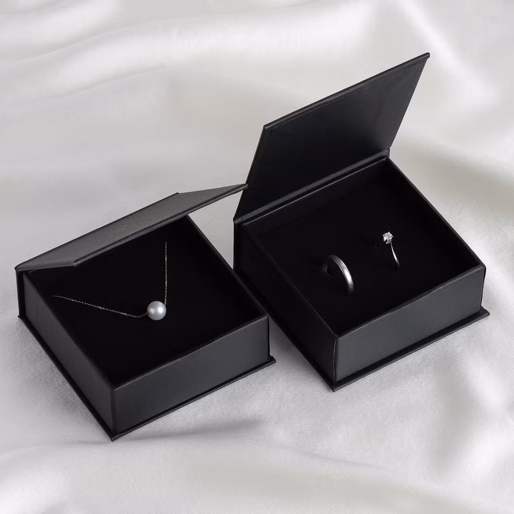 Pandasew Bulk Custom Logo Printed Pink 8X8X3.5cm Book-Style Magnetic Clasp Jewelry Boxes with Flip Lids Sponge Inside