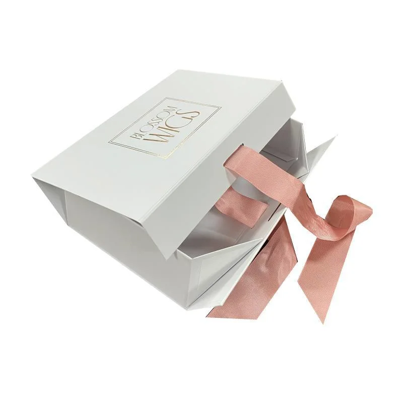 Laser/Holographic Gift Packaging Personalized Custom Paper Gift Boxes with Silk Ribbon