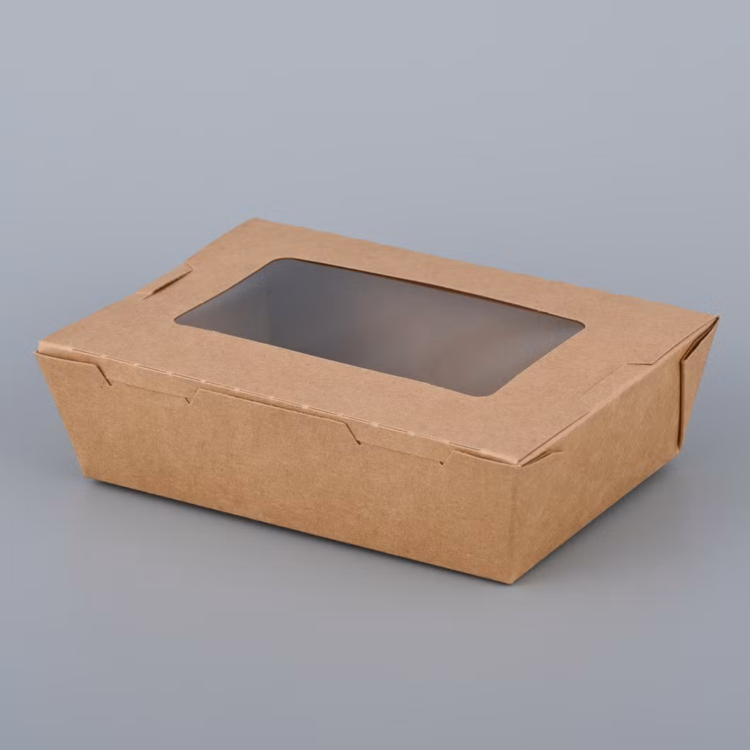 Disposable Party Box Kraft Paper Sushi Salad with Clear Anti Fog Pet Window Wholesale Great Quality Factory Outlet Hot Sale Advanced Durable Fast Food Lunch Box