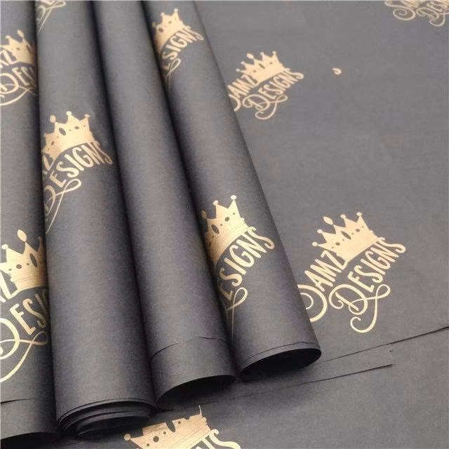 Custom 17g Tissue Paper Eco Friendly One Side Printing Gold Logos Gift Wrapping Paper