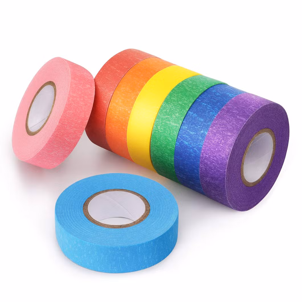 Black Blue Green White Yellow No Residue Colorful Rubber Waterproof Jumbo Roll Crepe Washi Paper Car Washi Painter Masking Tape