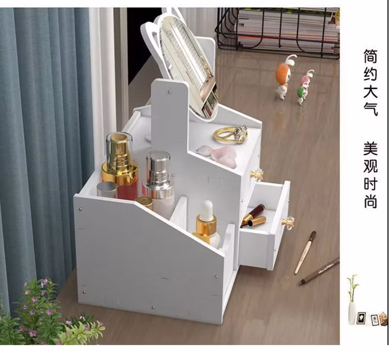 Makeup Mirror Drawer Type Jewelry Skin Care Lipstick Shelf Desktop Facial Mask Cosmetics Storage Box